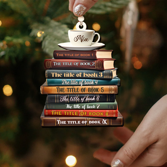 2D Bookstack Christmas Ornament, Book Lover Gift, Bookworm Club Ornament CF163 - Kindlytoys