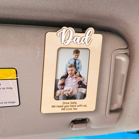 Father's Day Gift, Custom Photo Car Visor Clip, Personalized Picture Frame, Gift for Papa dad Grandpa, Custom Visor Clip CV05
