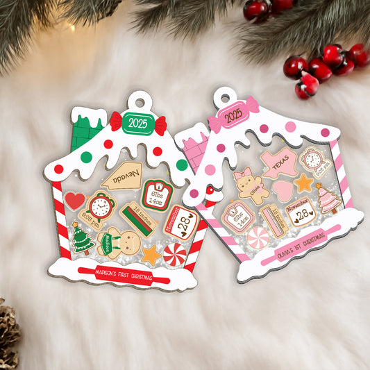 Personalized Baby 1st Christmas Ornament 2025, Custom Birth Stats Keepsake, Baby Shower Gift, 4D Shake Ornament