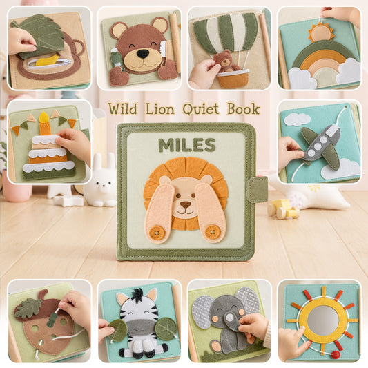 Lion Theme - Personalized Busy Book For Kids, Handmade Felt Quite Book, Montessori Fabric Busy Book (Copy) (Copy) (Copy) (Copy)