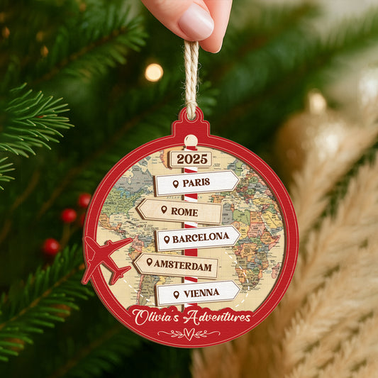 Personalized Travel Adventure Ornament, Custom Traveling Destination Ornament, Couple Traveling Destination, Travel Gift, Christmas Gift