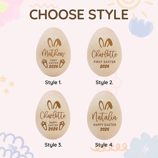 Personalized Wooden Easter Egg - Musical Egg Shaker 2026
