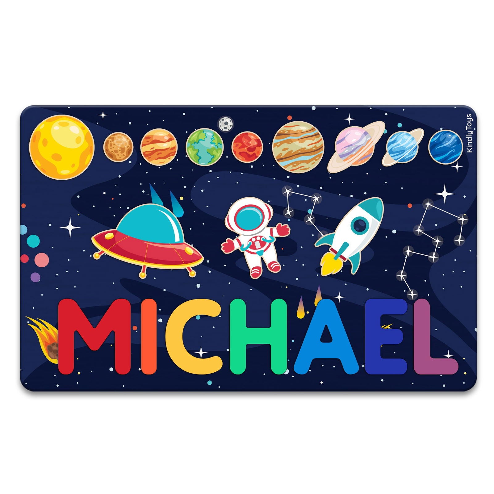 Astronaut Personalized Name Puzzle For Kids, Personalized Wooden Puzzle, name puzzles for toddlers, Birthday Gifts for Baby, First christmas gifts idea for kids NP31 - Kindlytoys