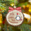 Baby Reindeer Rustic Round Wooden Ornament, Christmas 2024 Keepsake Ornament CF549 - Kindlytoys