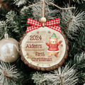 Baby Reindeer Rustic Round Wooden Ornament, Christmas 2024 Keepsake Ornament CF549 - Kindlytoys