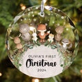Baby's 1st Christmas Glass Ornament, Personalized Woodland Creatures, Baby Deer Ornament, Holiday Keepsake Ornament, New Baby Gift, 2024 Custom Baby Ornament GX06-12 - Kindlytoys