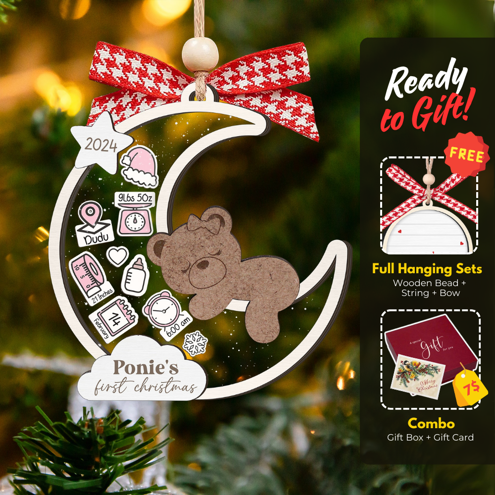 Baby's 1st Christmas Ornament 2024, Personalized Babies First Christmas Ornament CF85 - Kindlytoys