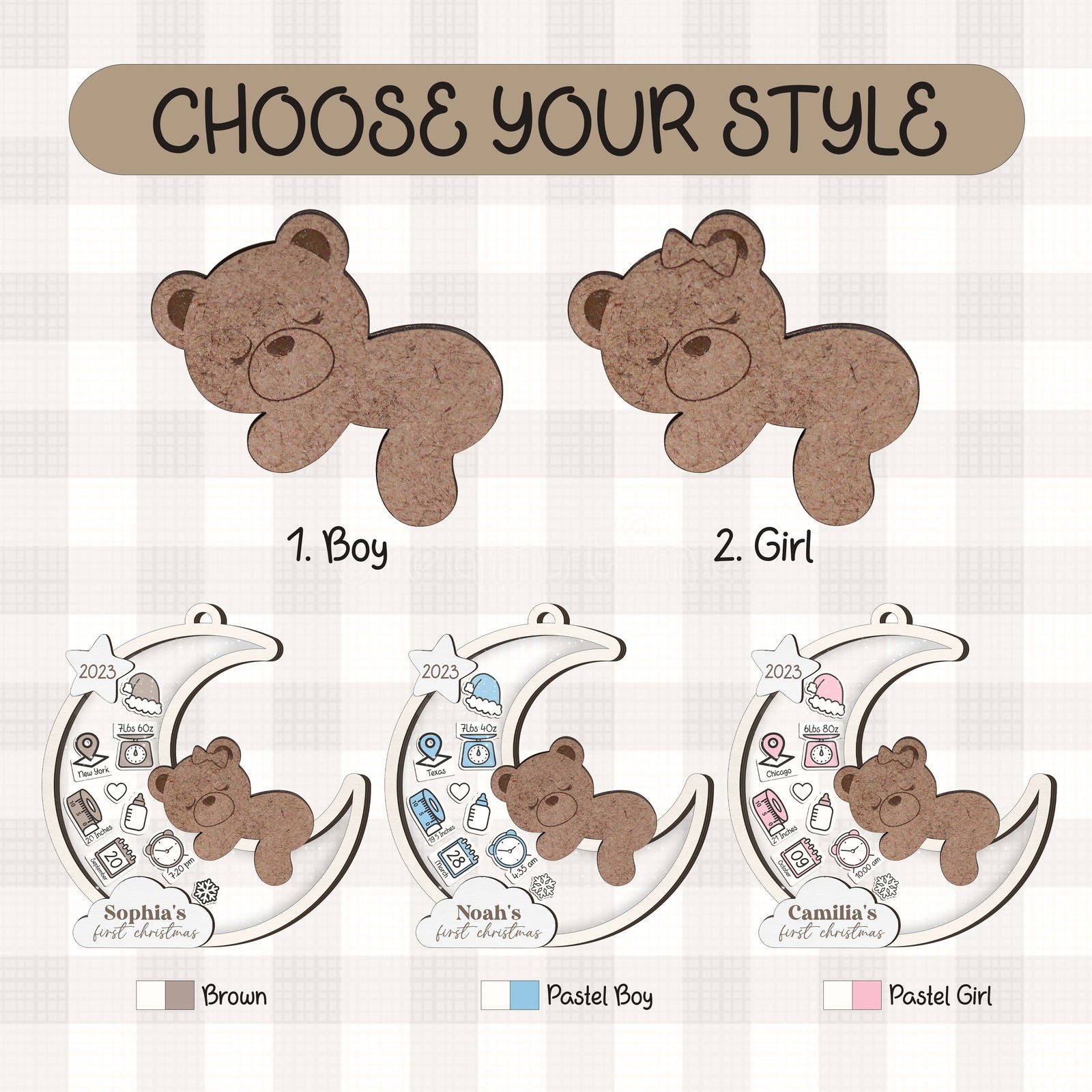 Baby's 1st Christmas Ornament 2024, Personalized Babies First Christmas Ornament CF85 - Kindlytoys