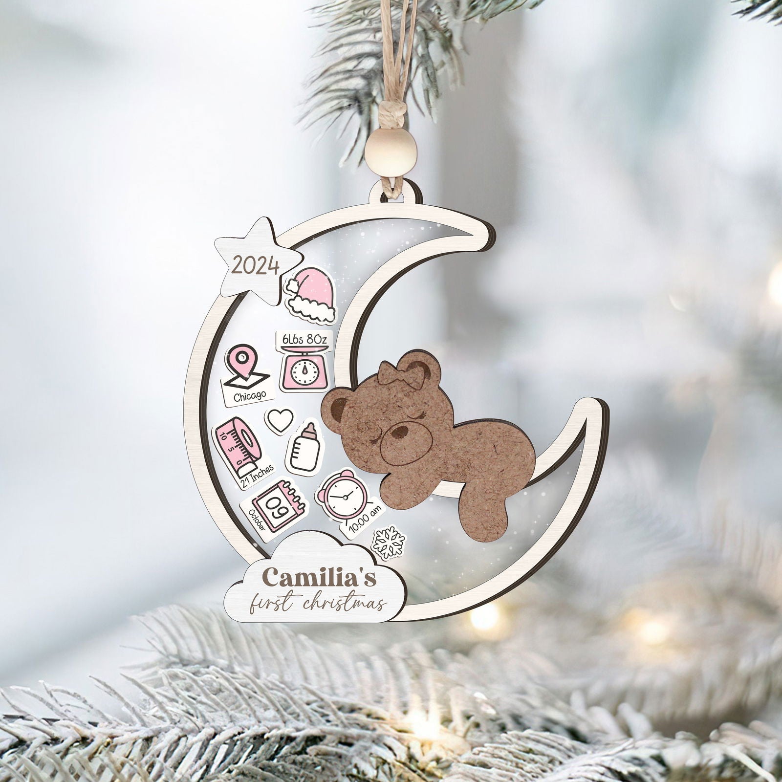 Baby's 1st Christmas Ornament 2024, Personalized Babies First Christmas Ornament CF85 - Kindlytoys