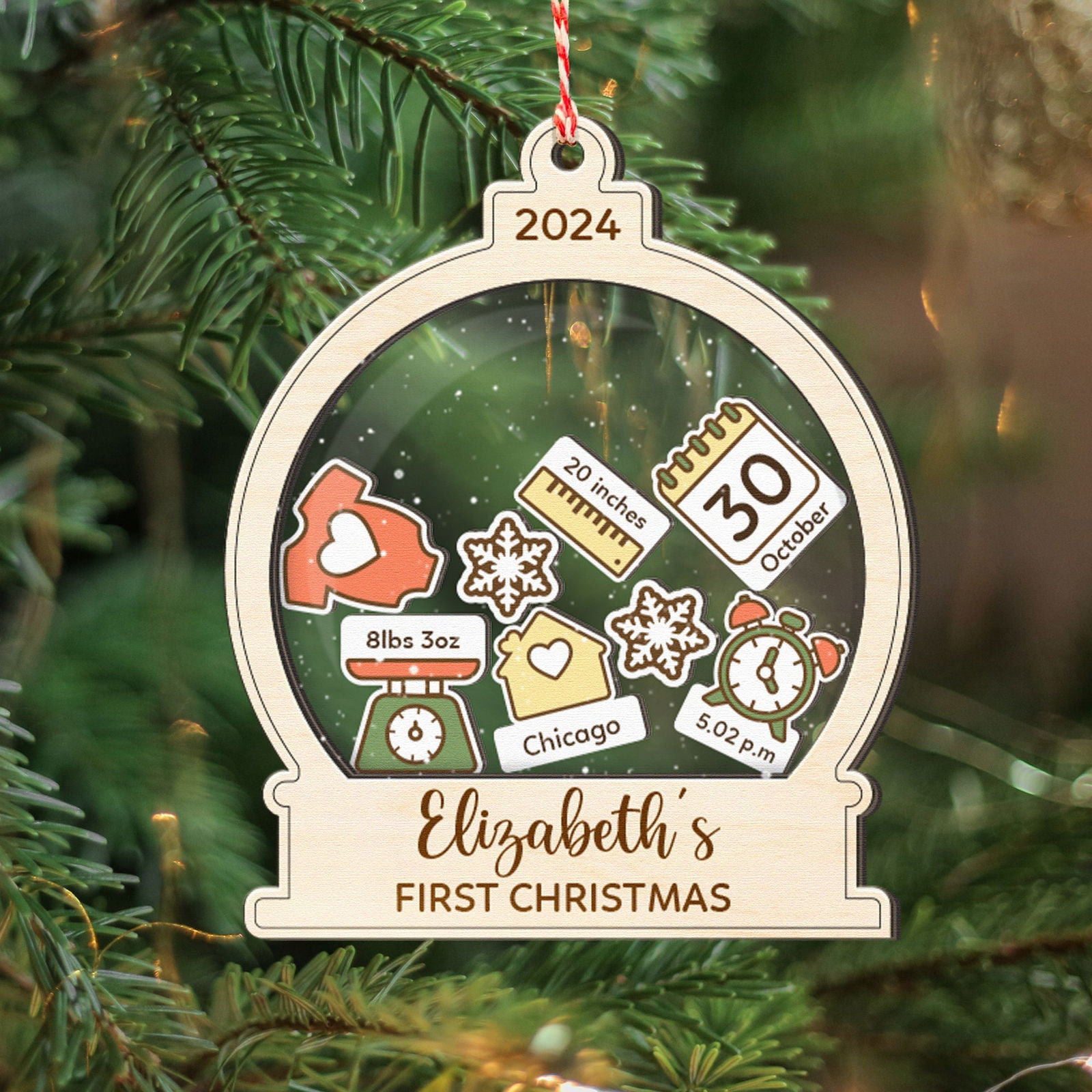 Baby's First Christmas Ornament 2024, Custom 4D Shake Babies Ornament CF17 - Kindlytoys