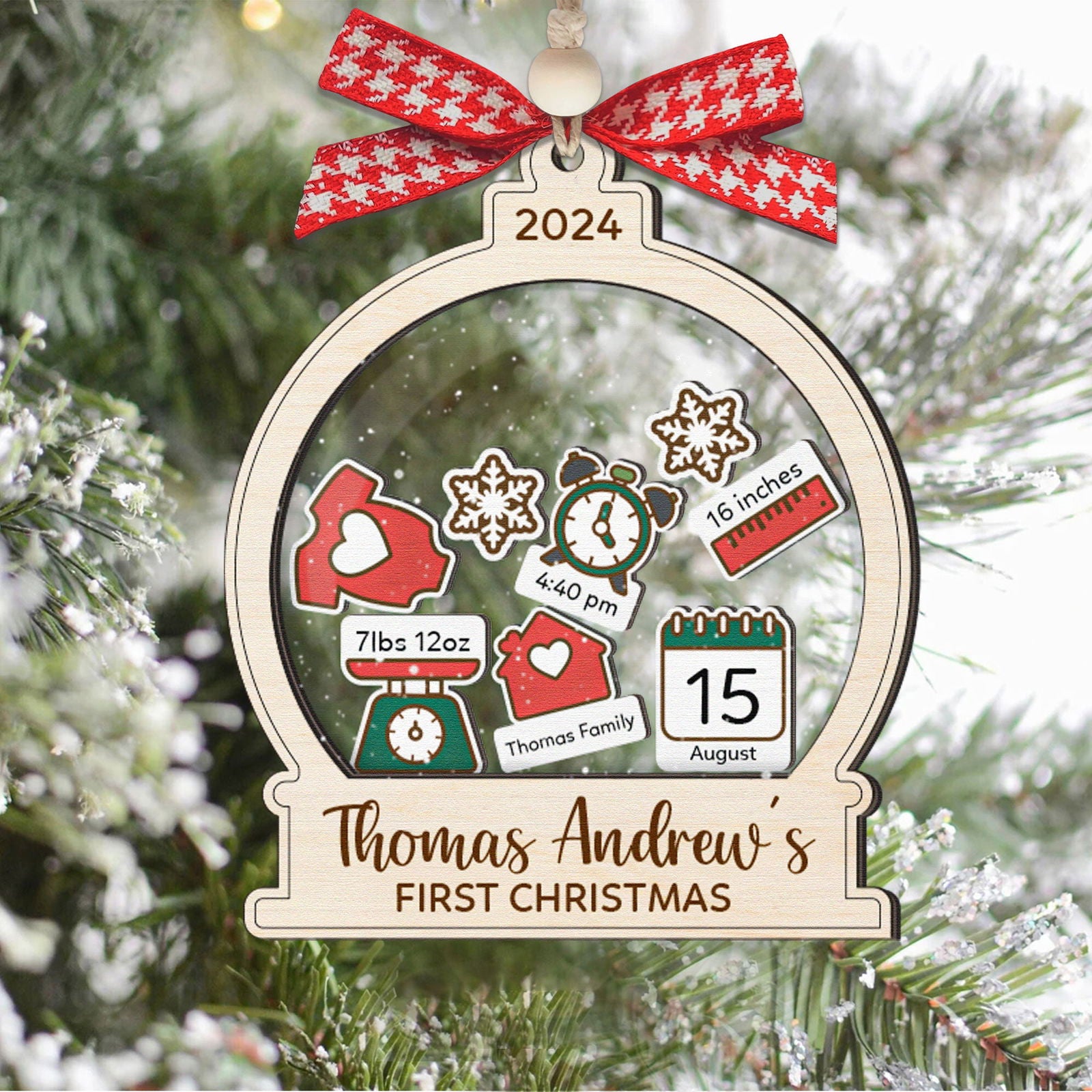 Baby's First Christmas Ornament 2024, Custom 4D Shake Babies Ornament CF17 - Kindlytoys