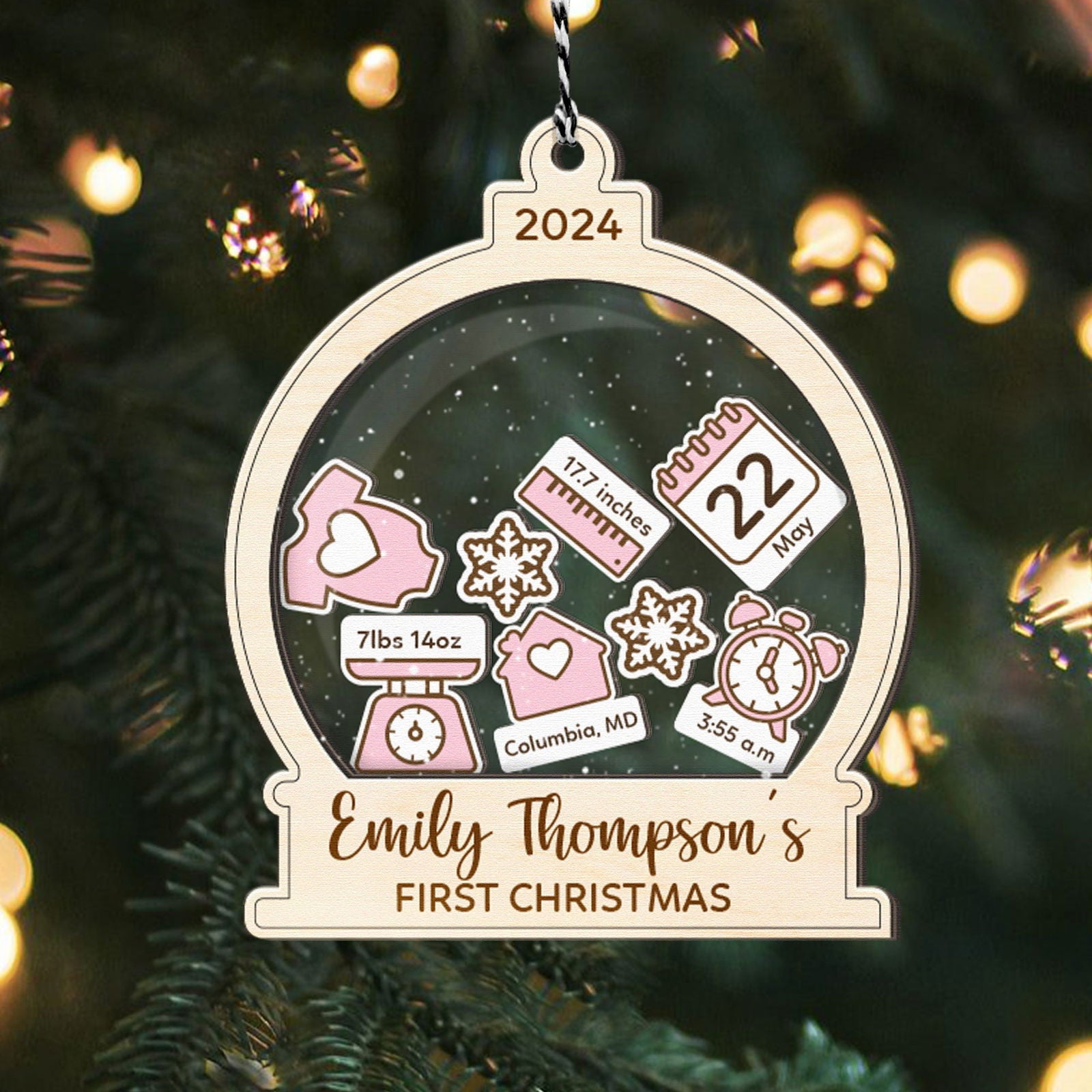 Baby's First Christmas Ornament 2024, Custom 4D Shake Babies Ornament CF17 - Kindlytoys