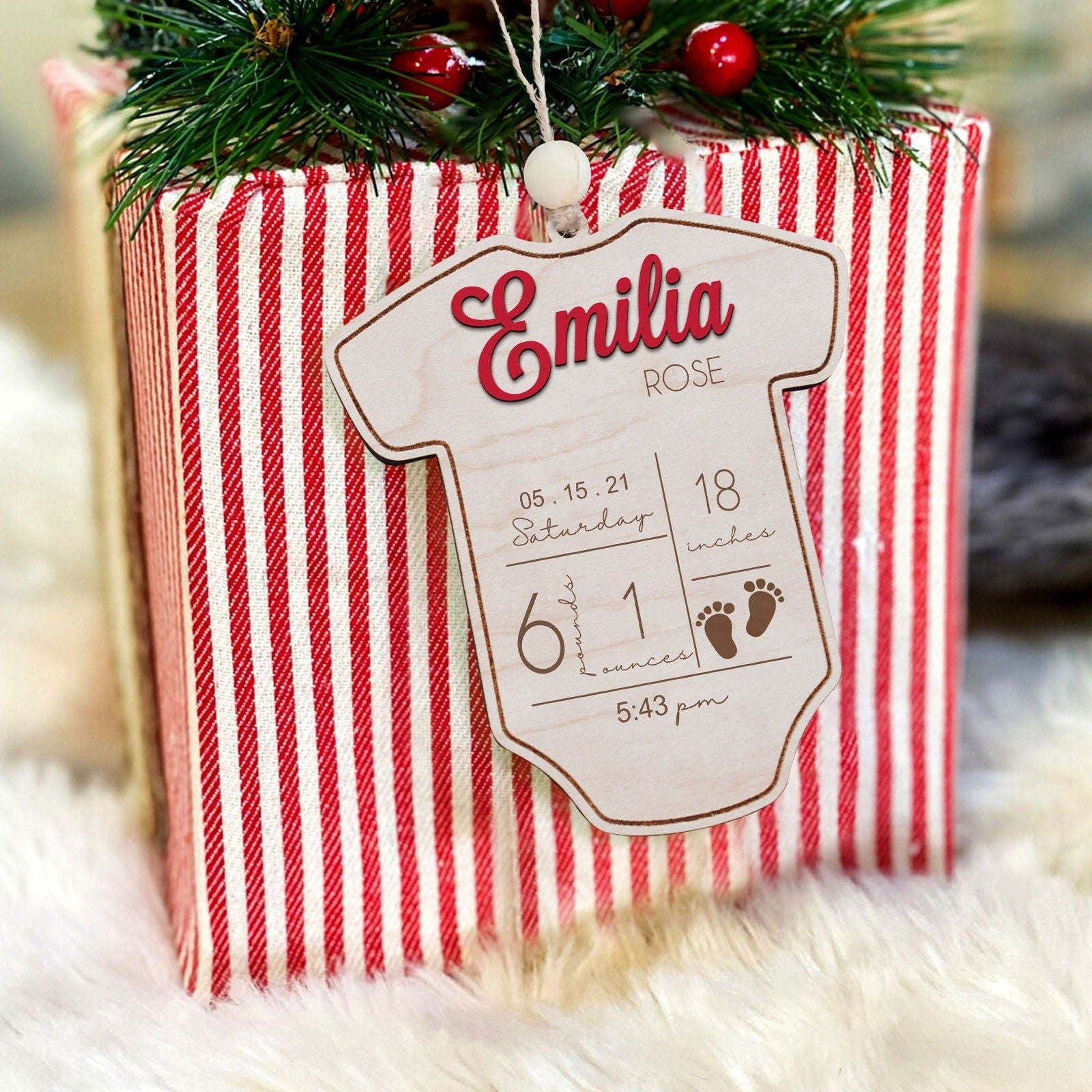 Baby's First Christmas Ornament 2024, Newborn, New Baby Gift CF05 - Kindlytoys