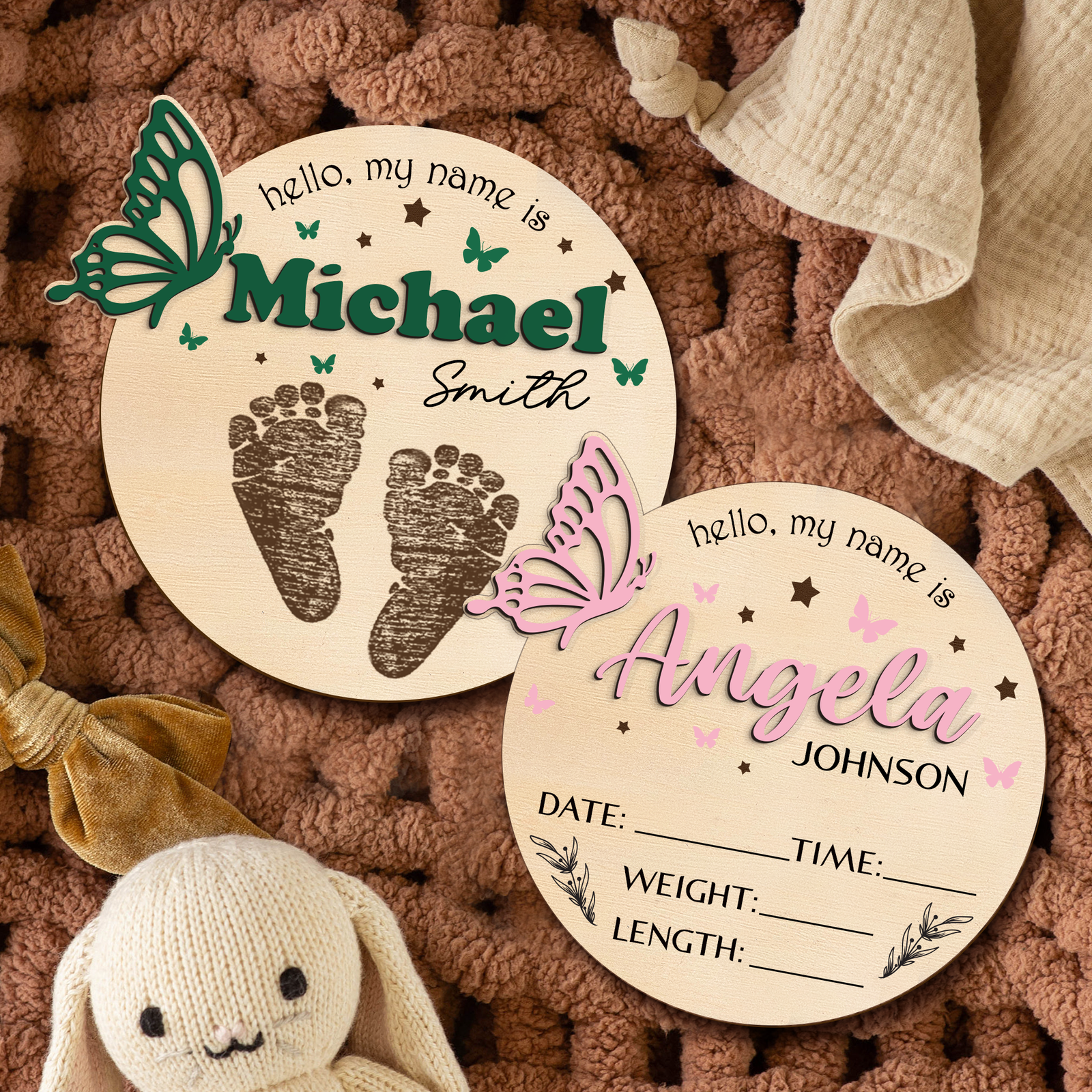 Birth Announcement Sign Personalized for Hospital, Newborn Birth Arrival Baby Name 3D Sign,Hello World Newborn Sign Baby Shower Gift BX01 - Kindlytoys