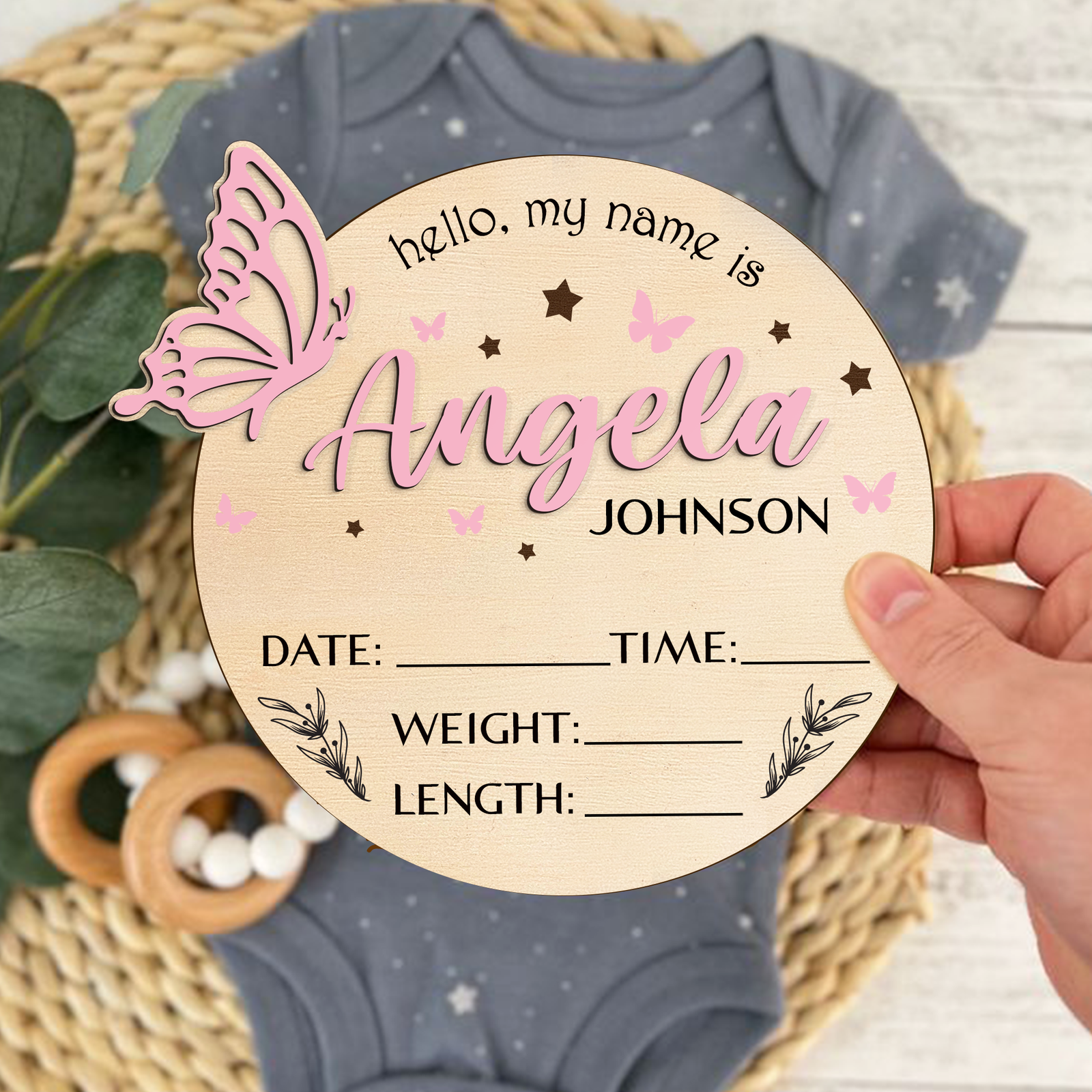 Birth Announcement Sign Personalized for Hospital, Newborn Birth Arrival Baby Name 3D Sign,Hello World Newborn Sign Baby Shower Gift BX01 - Kindlytoys
