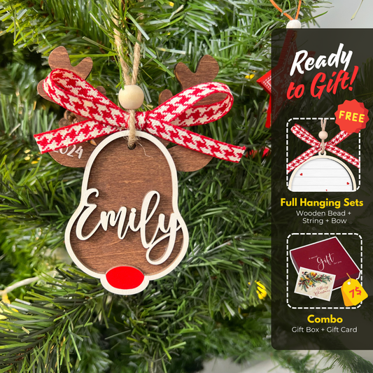 Personalized Stocking Tags Reindeer 2024, christmas ornament, Custom Stocking Tag CF03