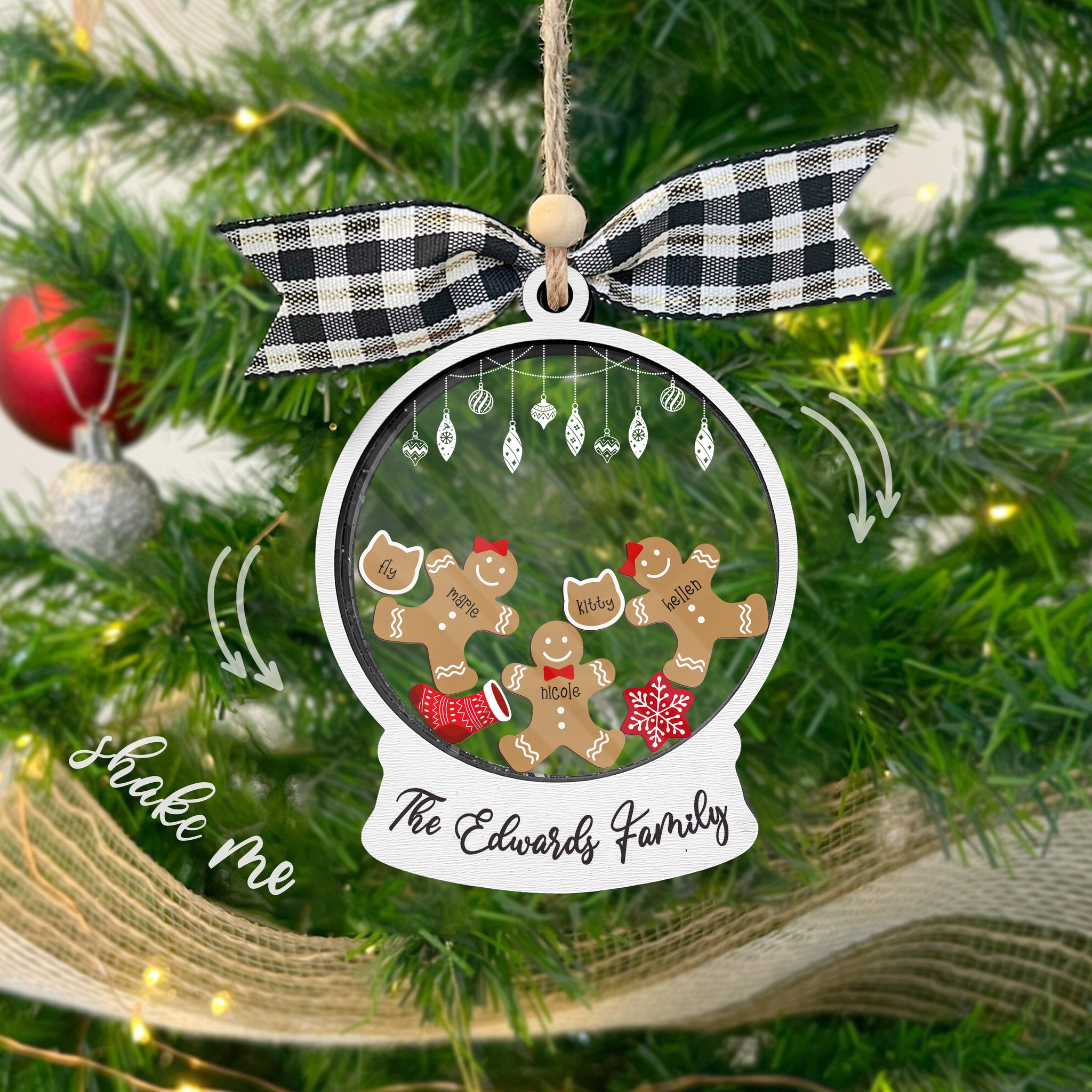 Custom Family Christmas Ornament With Pets, Personalized Gingerbread Family Ornament 2024, CF04