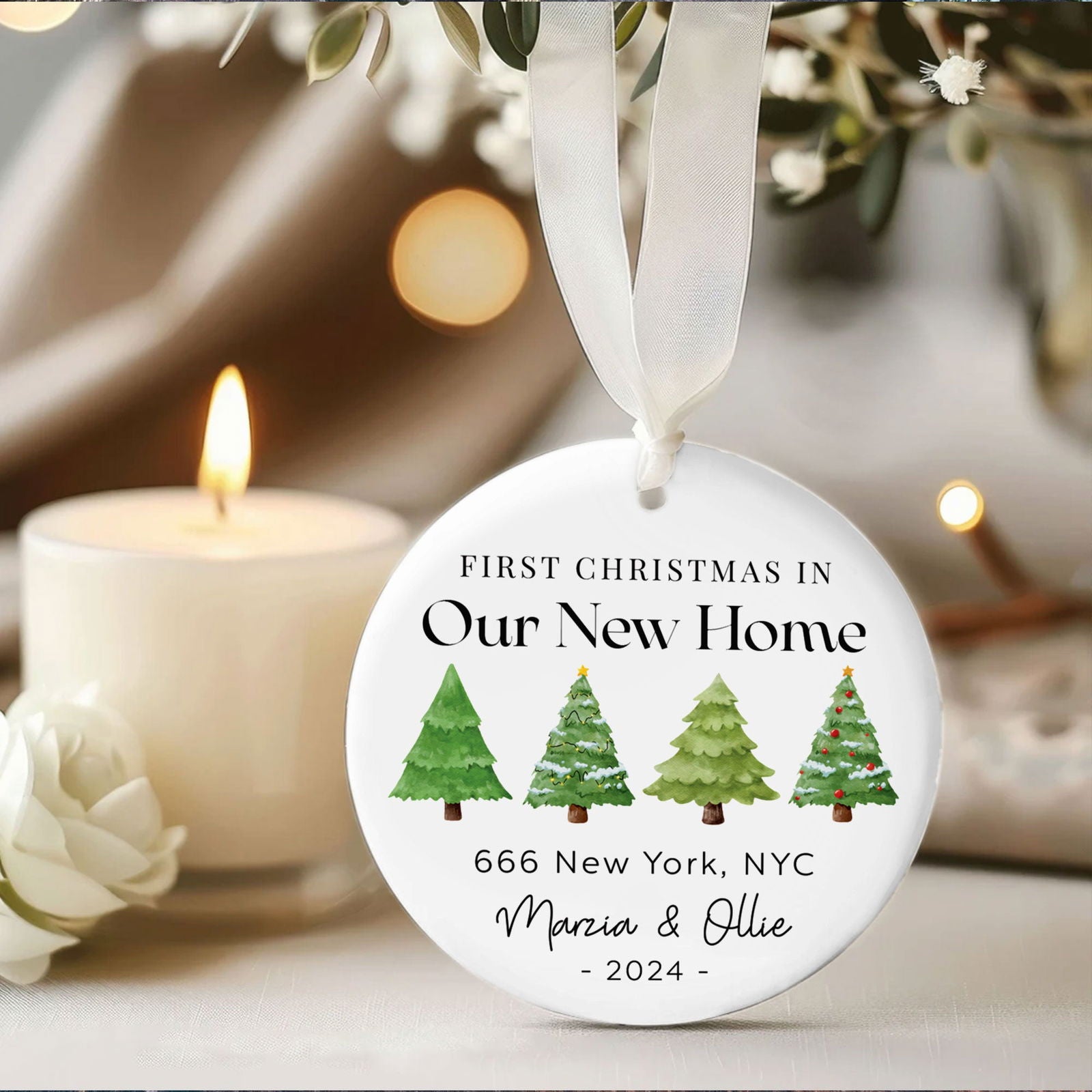 Ceramic New Home Ornament, Personalized First Christmas New Home Ornament CX02-10 - Kindlytoys