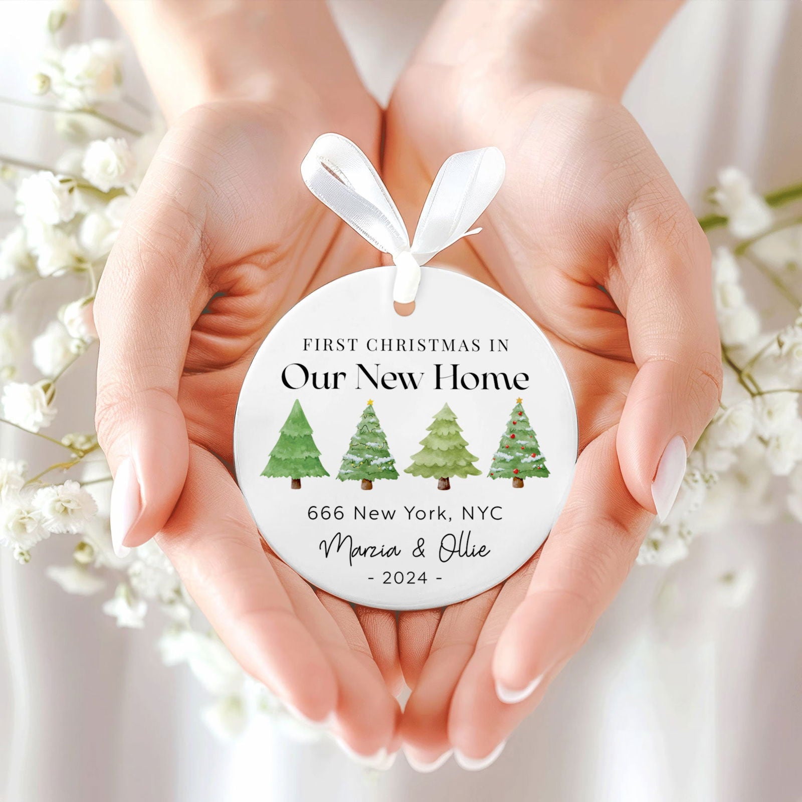 Ceramic New Home Ornament, Personalized First Christmas New Home Ornament CX02-10 - Kindlytoys