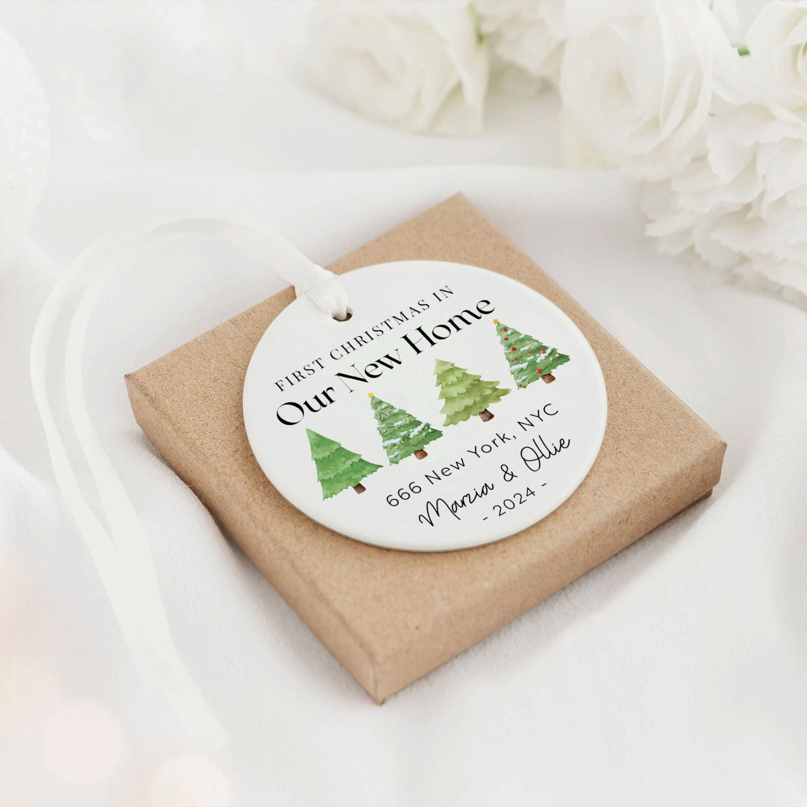 Ceramic New Home Ornament, Personalized First Christmas New Home Ornament CX02-10 - Kindlytoys