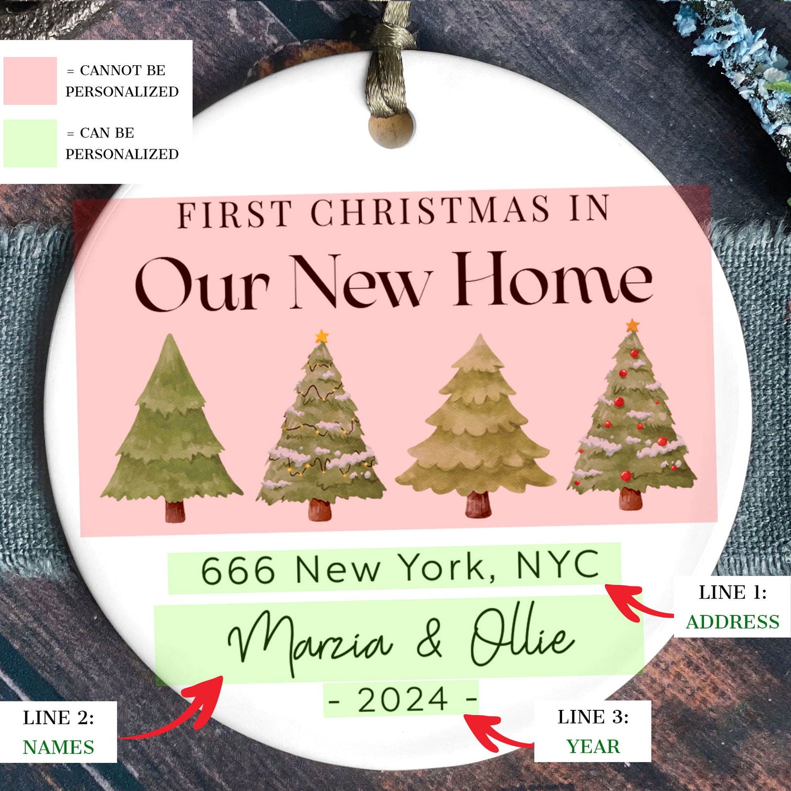 Ceramic New Home Ornament, Personalized First Christmas New Home Ornament CX02-10 - Kindlytoys