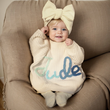 Custom Baby Name Sweater, Baby Knit Sweater, Embroidered Baby Sweatshirt KS05