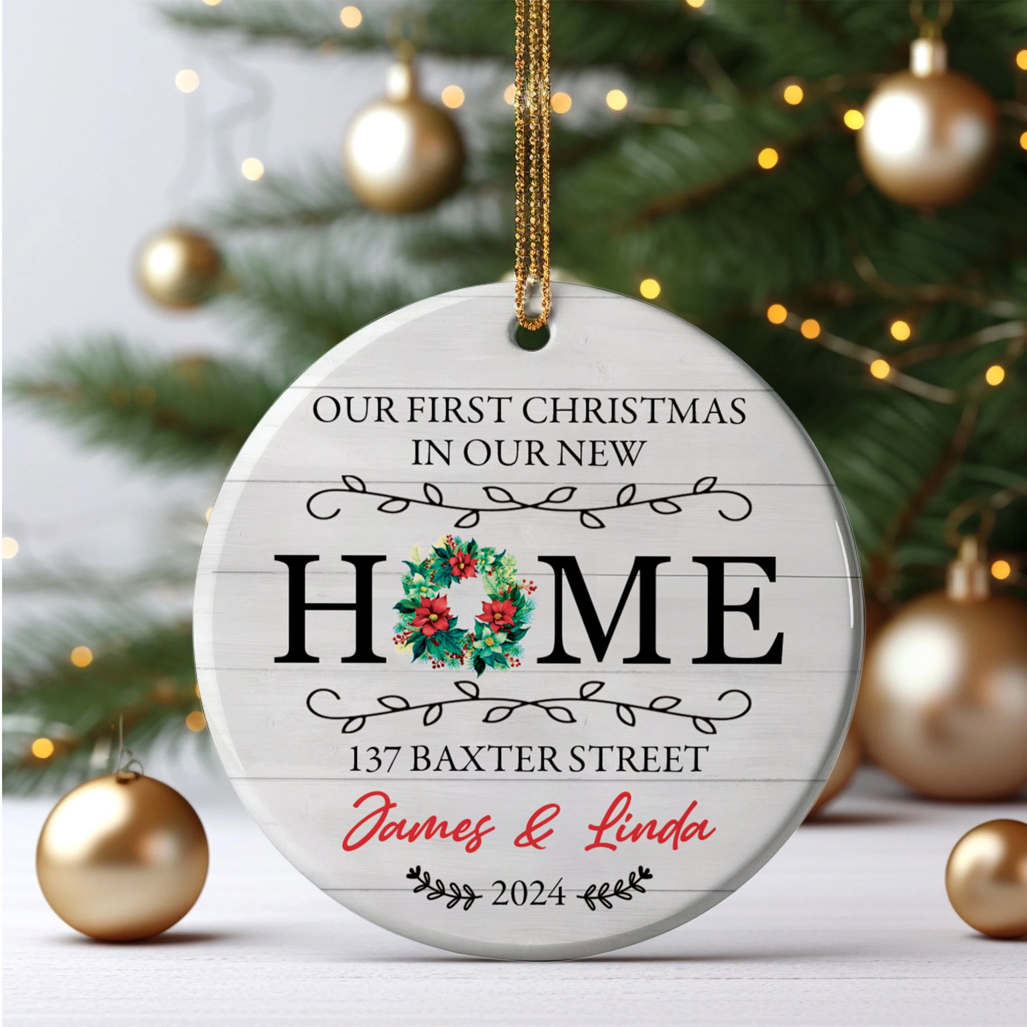 Custom House Address Christmas Ornament, Personalized New Home Ornament, Custom New House Gift Ideas, Personalized First Christmas in Our New Home Ornament, Couples New Home Ornament, Housewarming New House Ornament CX01-12