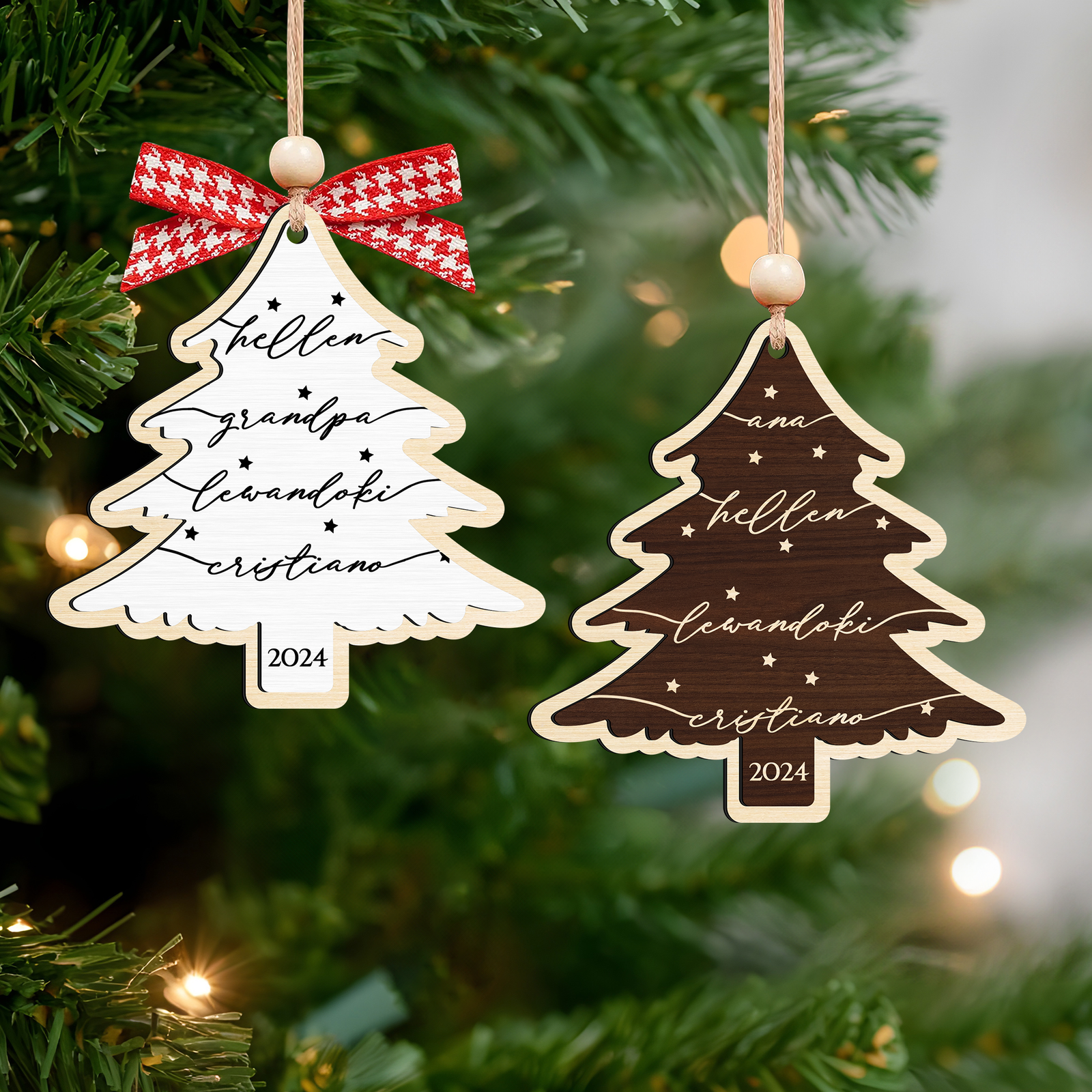 Custom 3D Christmas Tree Ornament, Family Names Ornament, Christmas Gift Tag CF168 - Kindlytoys