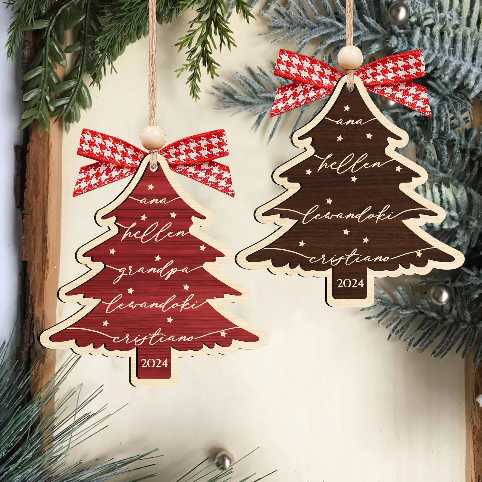 Custom 3D Christmas Tree Ornament, Family Names Ornament, Christmas Gift Tag CF168 - Kindlytoys