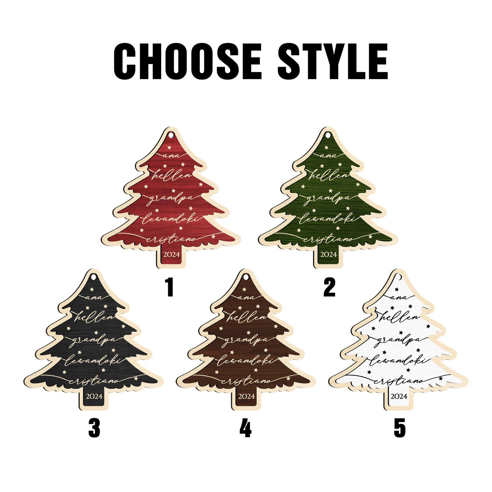 Custom 3D Christmas Tree Ornament, Family Names Ornament, Christmas Gift Tag CF168 - Kindlytoys
