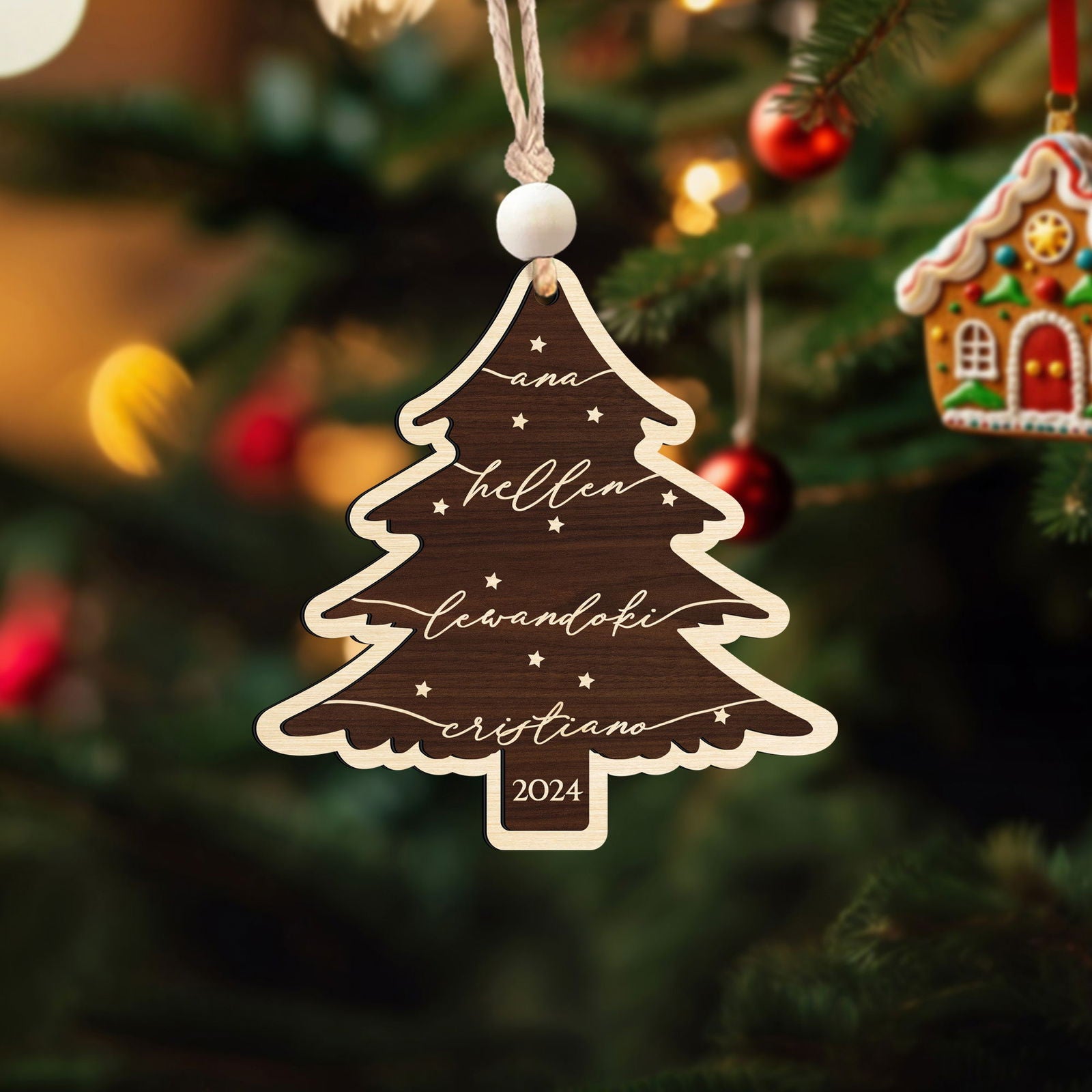 Custom 3D Christmas Tree Ornament, Family Names Ornament, Christmas Gift Tag CF168 - Kindlytoys
