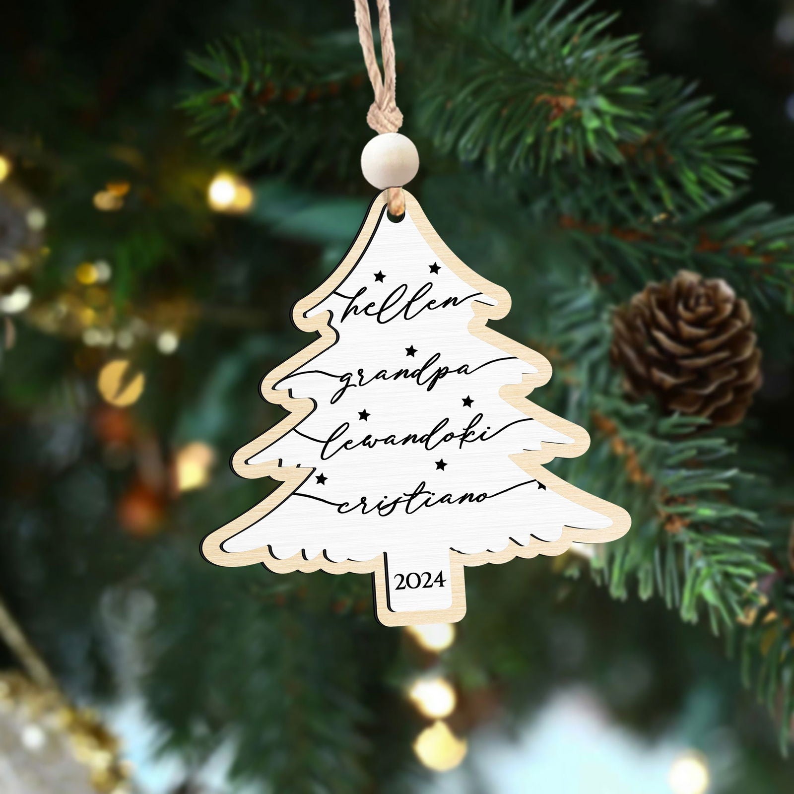 Custom 3D Christmas Tree Ornament, Family Names Ornament, Christmas Gift Tag CF168 - Kindlytoys