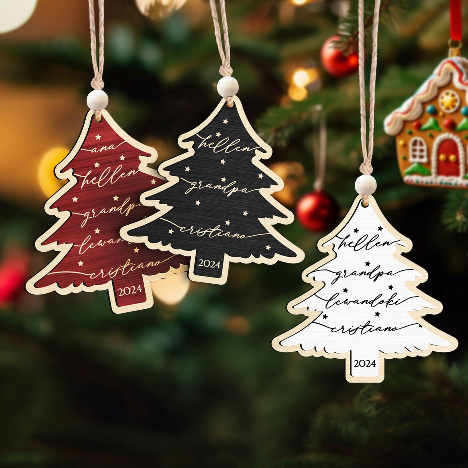 Custom 3D Christmas Tree Ornament, Family Names Ornament, Christmas Gift Tag CF168 - Kindlytoys