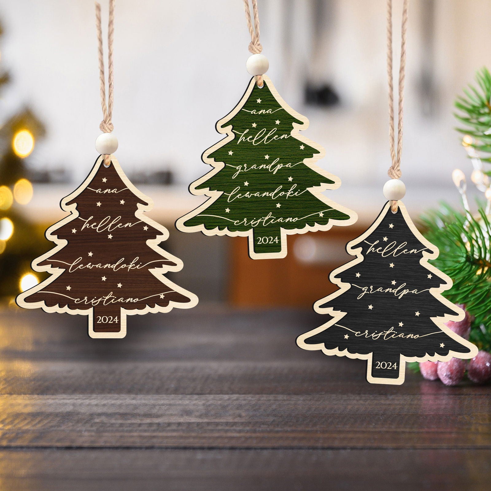 Custom 3D Christmas Tree Ornament, Family Names Ornament, Christmas Gift Tag CF168 - Kindlytoys