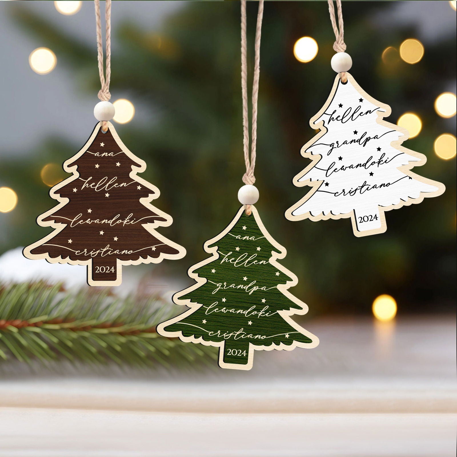 Custom 3D Christmas Tree Ornament, Family Names Ornament, Christmas Gift Tag CF168 - Kindlytoys