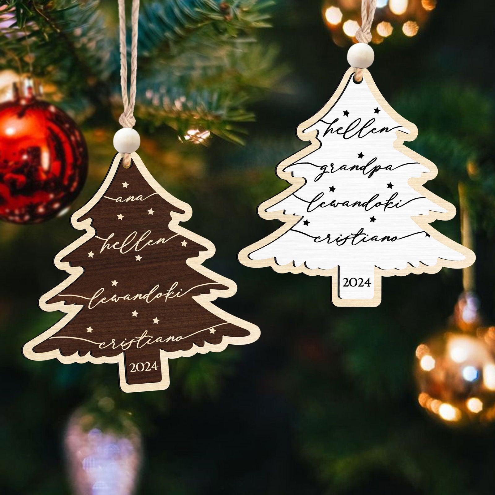 Custom 3D Christmas Tree Ornament, Family Names Ornament, Christmas Gift Tag CF168 - Kindlytoys