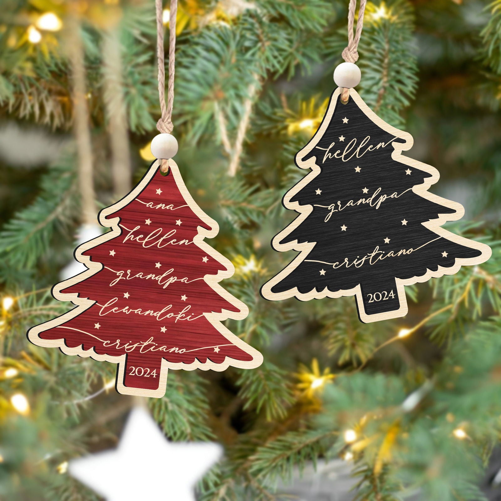 Custom 3D Christmas Tree Ornament, Family Names Ornament, Christmas Gift Tag CF168 - Kindlytoys