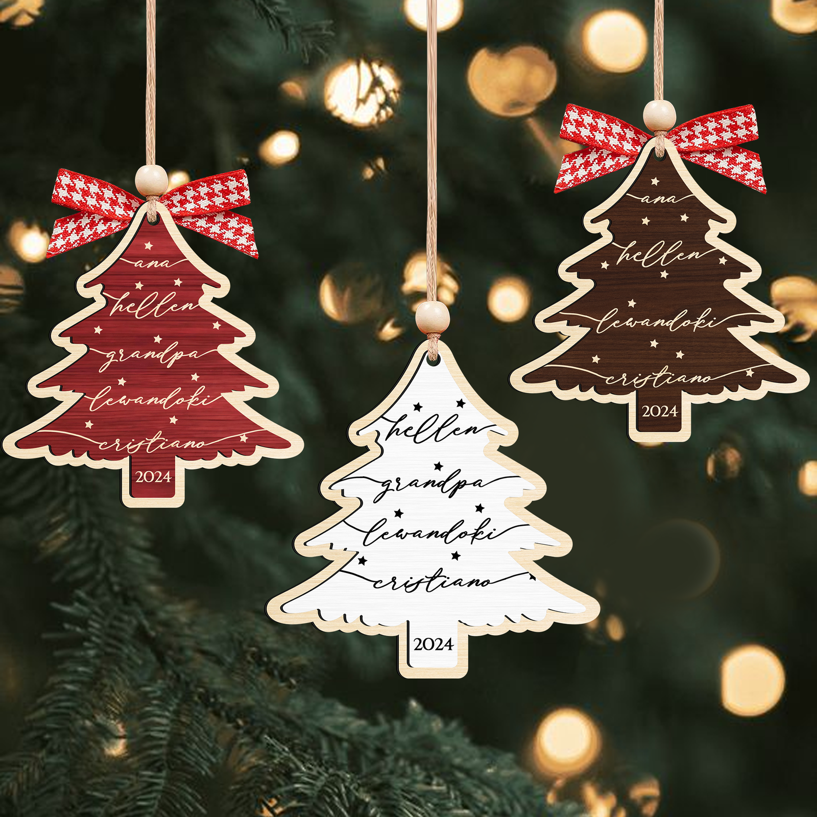 Custom 3D Christmas Tree Ornament, Family Names Ornament, Christmas Gift Tag CF168 - Kindlytoys
