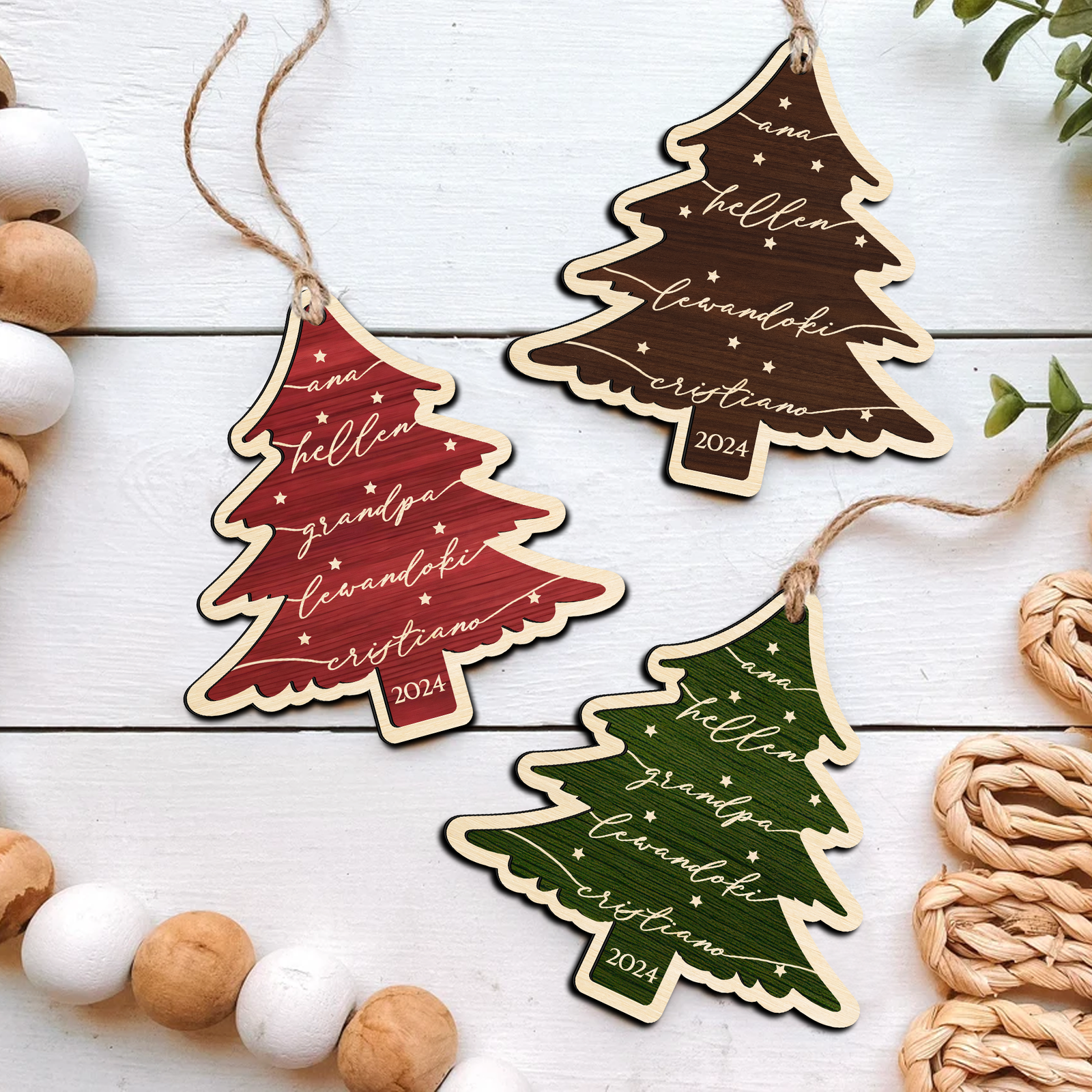 Custom 3D Christmas Tree Ornament, Family Names Ornament, Christmas Gift Tag CF168 - Kindlytoys