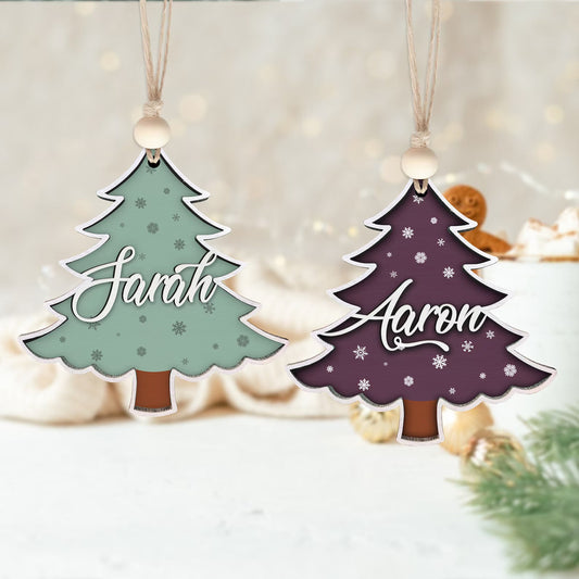 Custom 3D Christmas Tree Stocking Tags/Ornament, Christmas Gift Tag, Custom Wood Name Tags Painted, CF72 - Kindlytoys