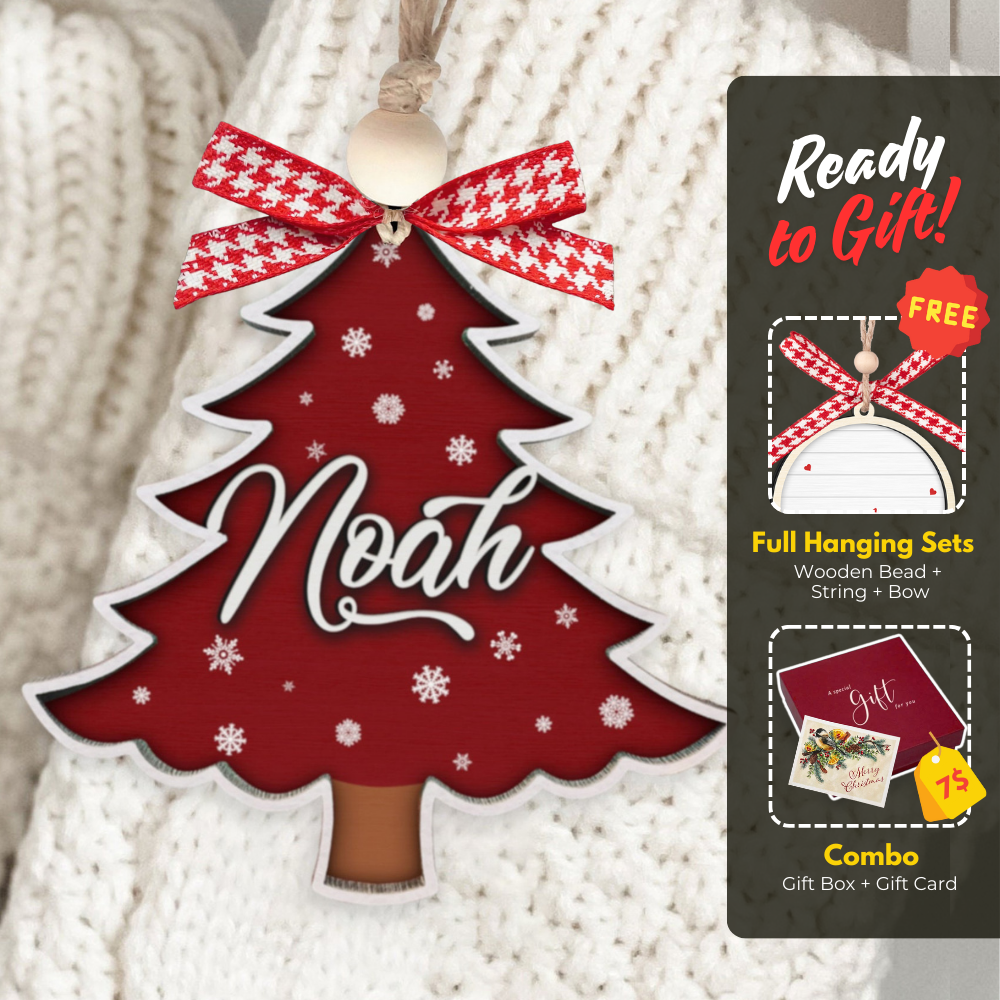Custom 3D Christmas Tree Stocking Tags/Ornament, Christmas Gift Tag, Custom Wood Name Tags Painted, CF72 - Kindlytoys