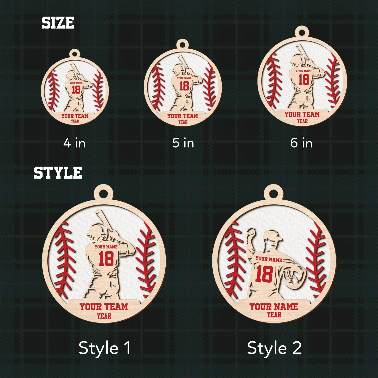Custom Baseball Wood Ornament 2 Layered, Personalized Baseball Ornament CF429 - Kindlytoys