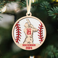 Custom Baseball Wood Ornament 2 Layered, Personalized Baseball Ornament CF429 - Kindlytoys