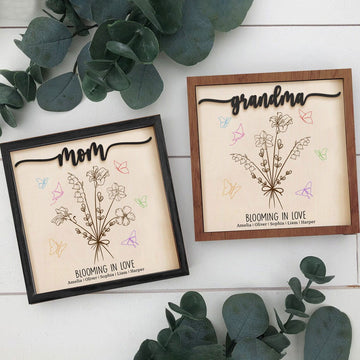 Custom Birth Month Flowers Sign, First Mom Now Grandma Gift, Unique Mothers Day Gift, Personalized Gift for Mom and Grandma MS22 - Kindlytoys