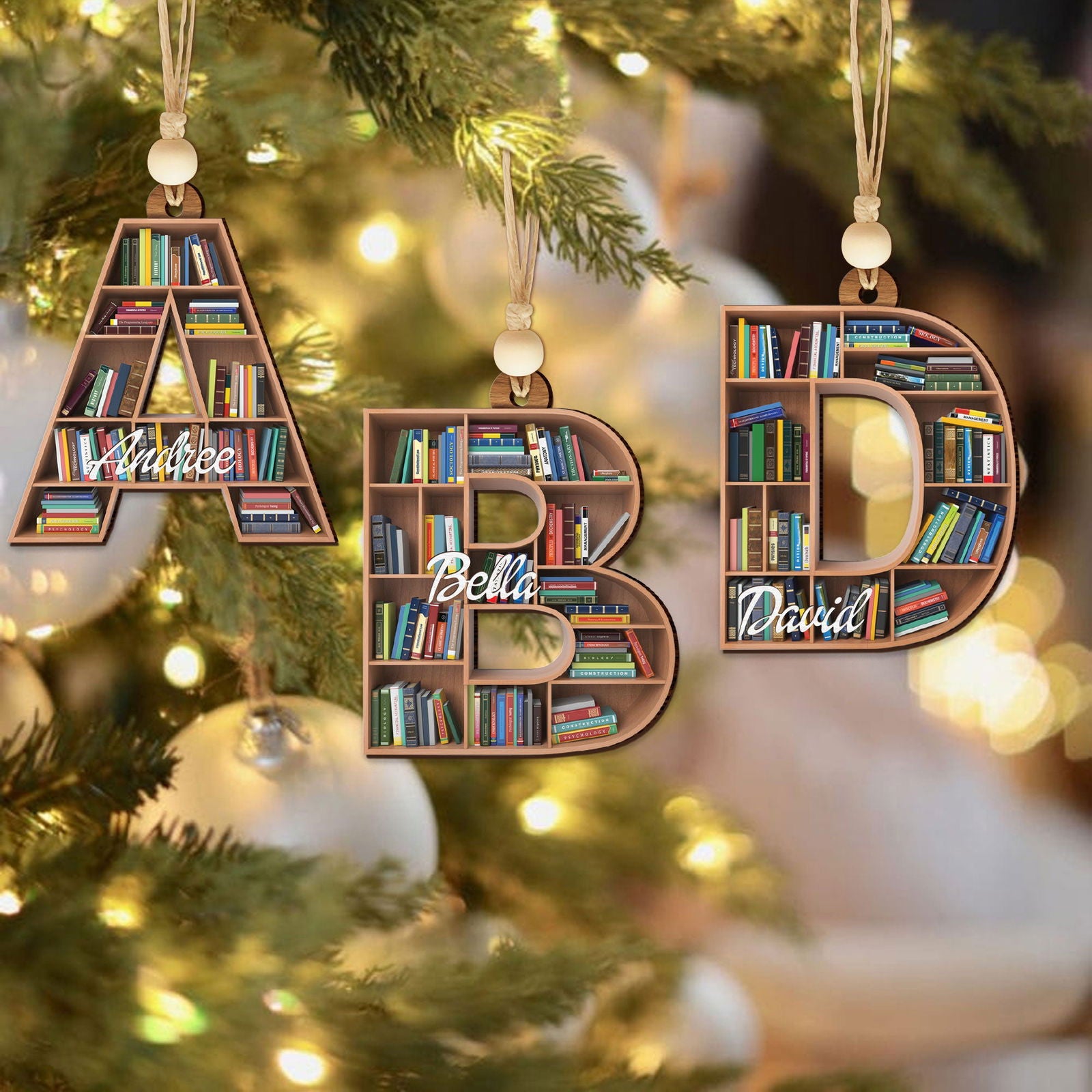Custom Bookish Ornament, Personalized Christmas Book Tree Name Ornament CF114 - Kindlytoys