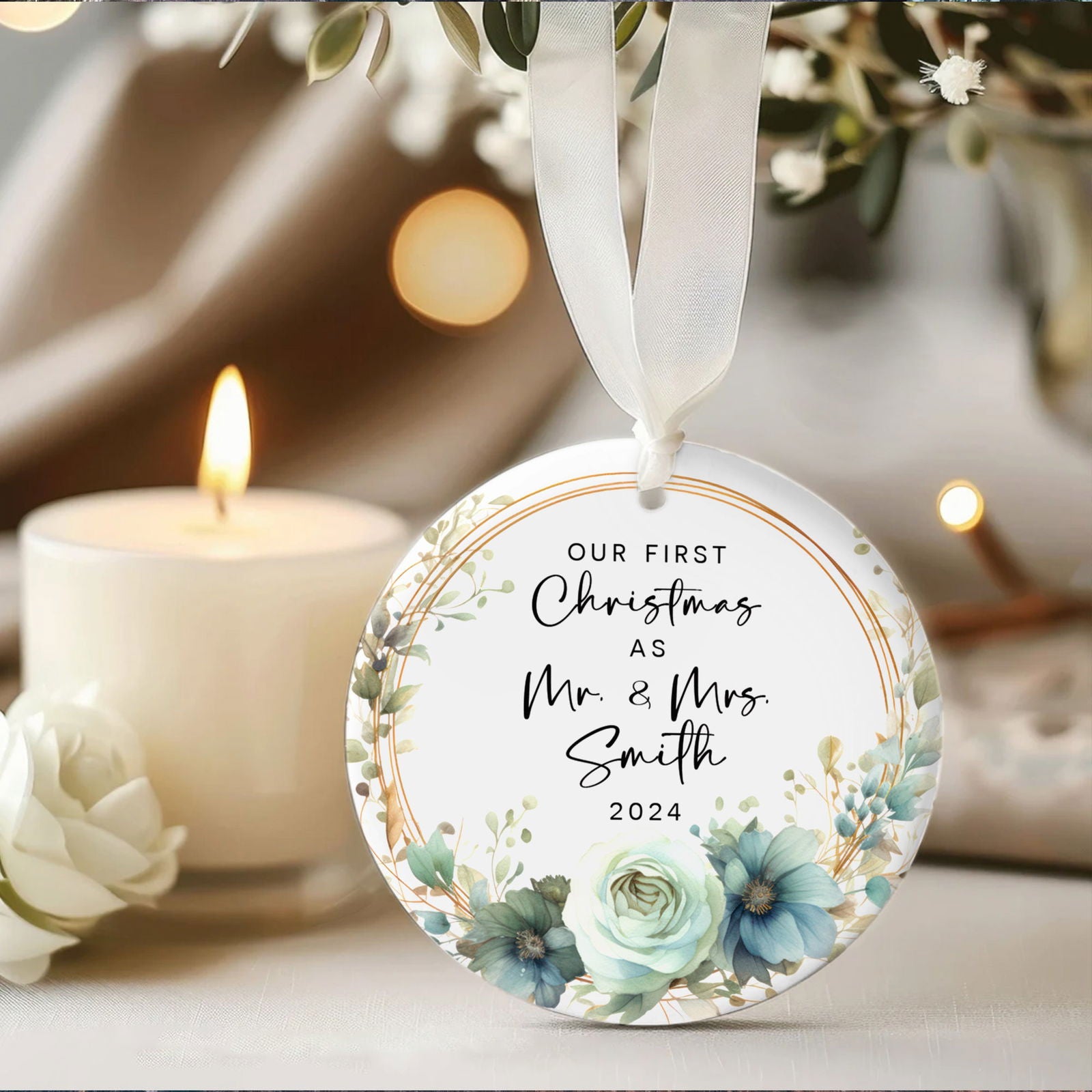 Custom Couple Ornament Gift, Ornament Engagement Gift For Newly Engaged Couple CX03-44 - Kindlytoys