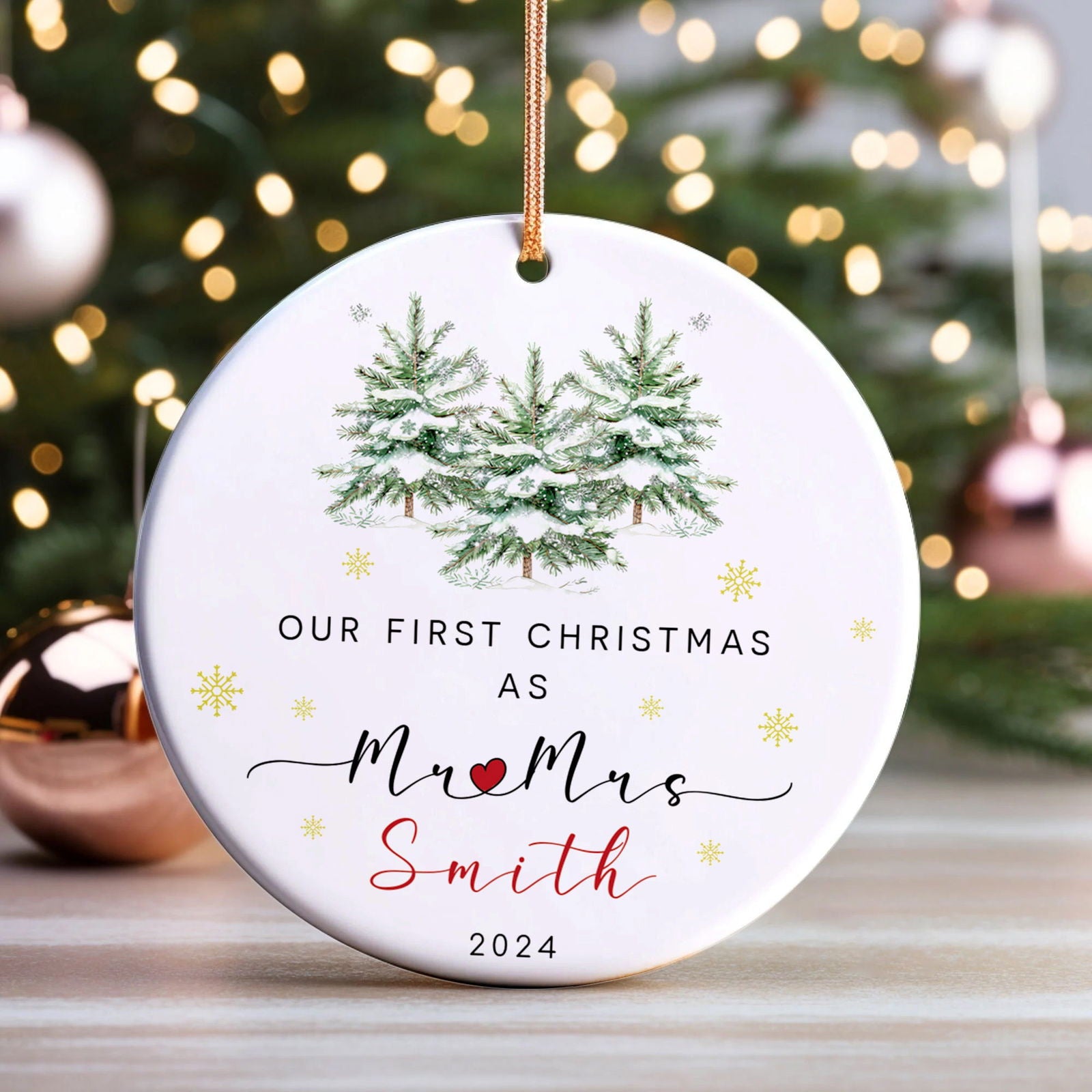Custom Couple Ornament Gift, Ornament Engagement Gift For Newly Engaged Couple CX03-46 - Kindlytoys