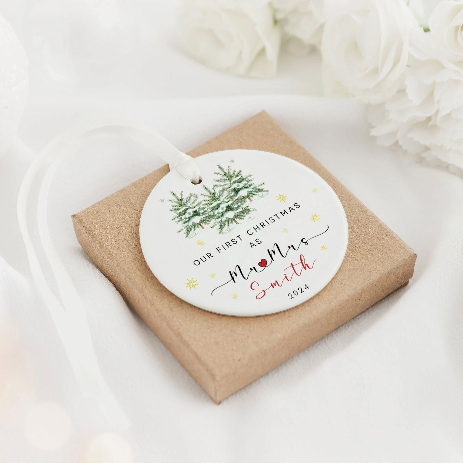 Custom Couple Ornament Gift, Ornament Engagement Gift For Newly Engaged Couple CX03-46 - Kindlytoys