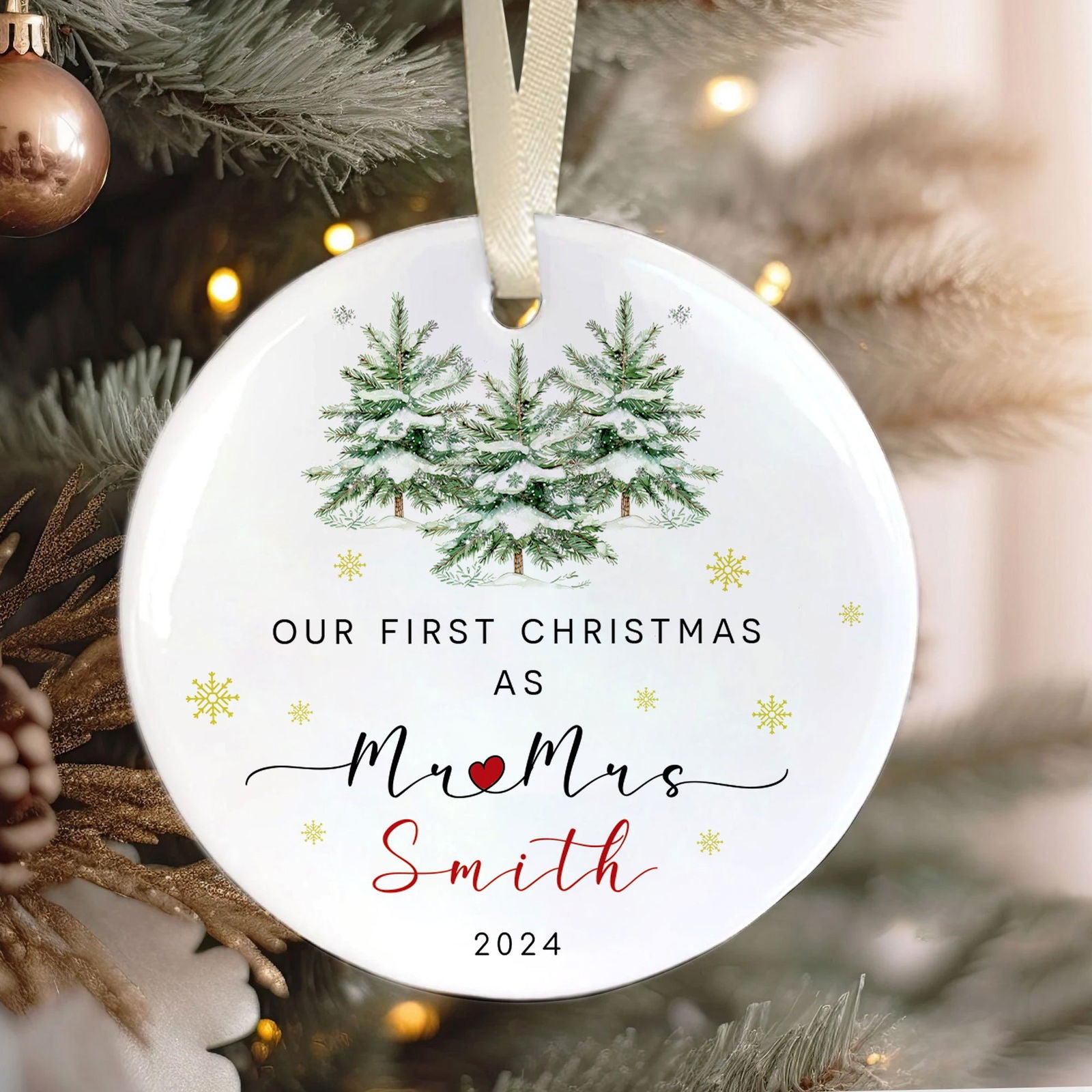 Custom Couple Ornament Gift, Ornament Engagement Gift For Newly Engaged Couple CX03-46 - Kindlytoys