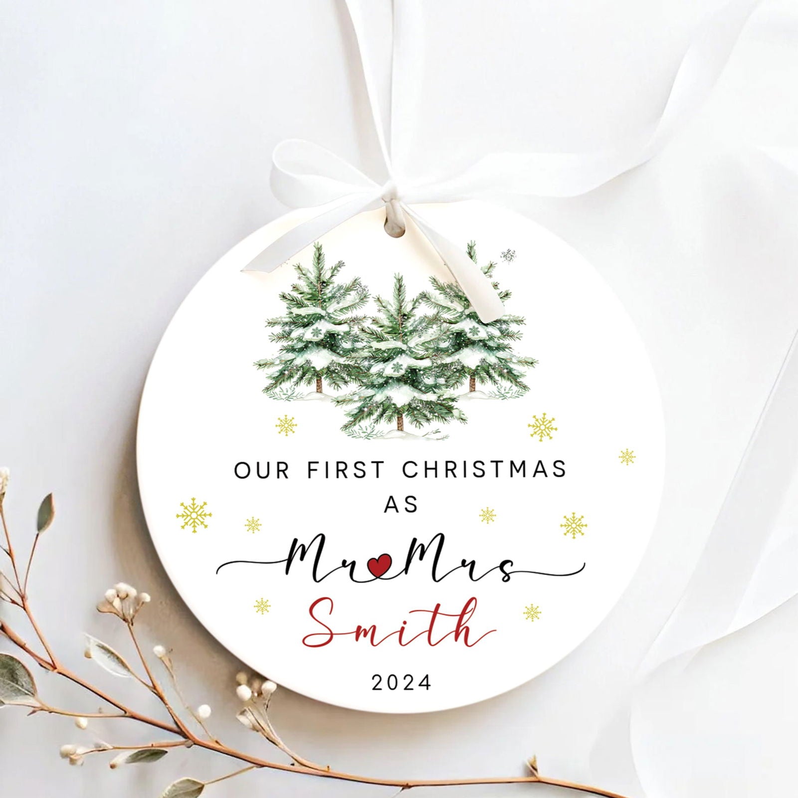 Custom Couple Ornament Gift, Ornament Engagement Gift For Newly Engaged Couple CX03-46 - Kindlytoys